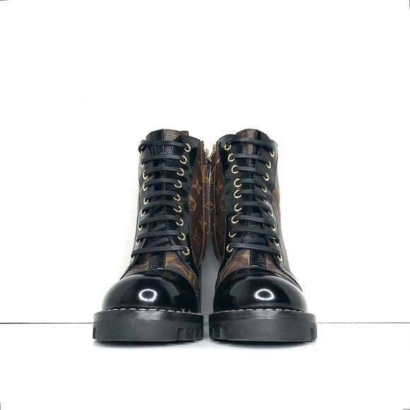 Louis Vuitton Star Trail Monogram LV Logo Leather Platform Lace Up Booties 36 - Picture 6 of 11